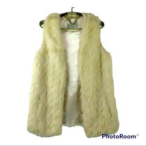 BB DAKOTA Faux Fur Ivory Mid-length Vest
